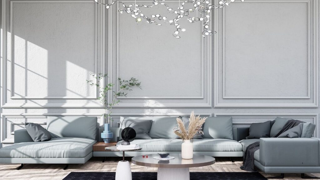 PANELED WALLS MODERN CHANDELIER