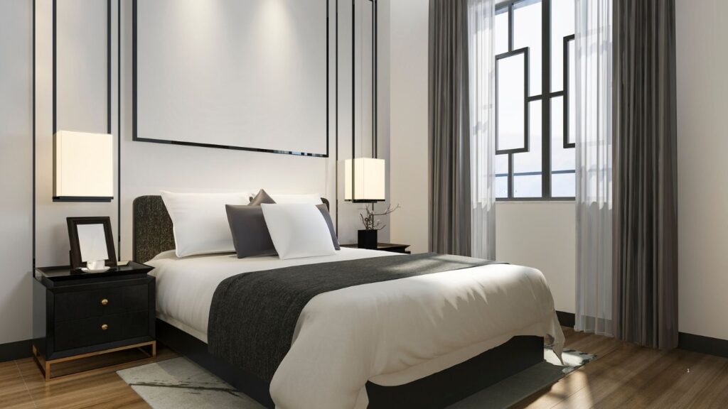 BLACK AND WHITE RETRO INSPIRED BEDROOM