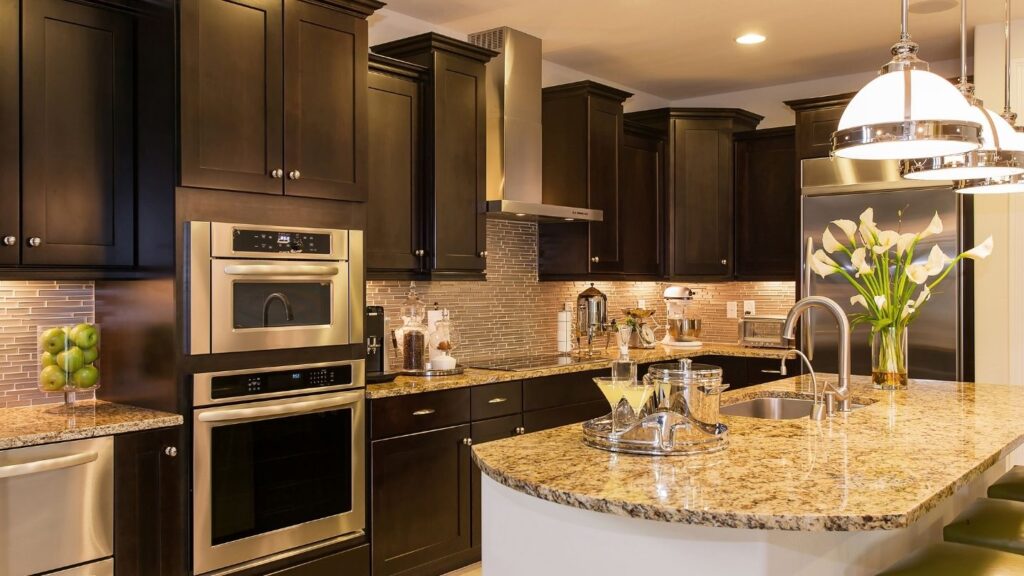 BLACK CABINET WITH MARBLE ISLAND