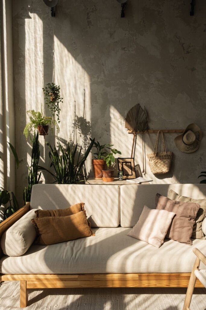 BOHO STYLE LIVING ROOM INTERIOR DESIGN