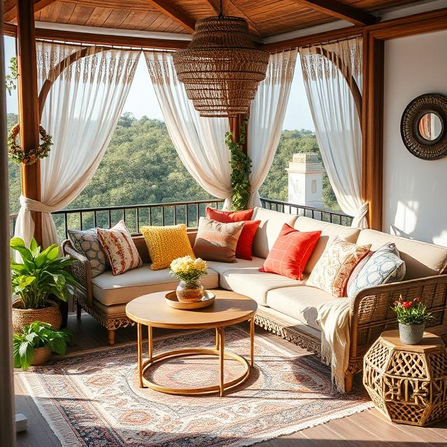 5 SEATER MOROCCON INSPIRED CORNER SOFA WITH ROUND WOODEN COFFEE TABLE