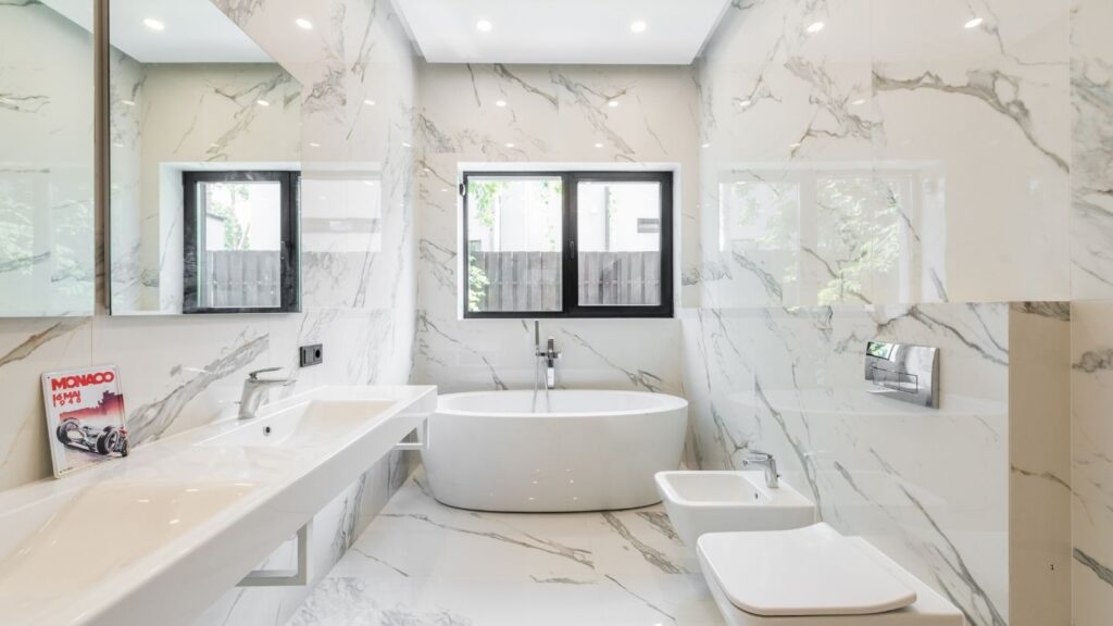 WHITE GREY MARBLE CHROME FINISHES