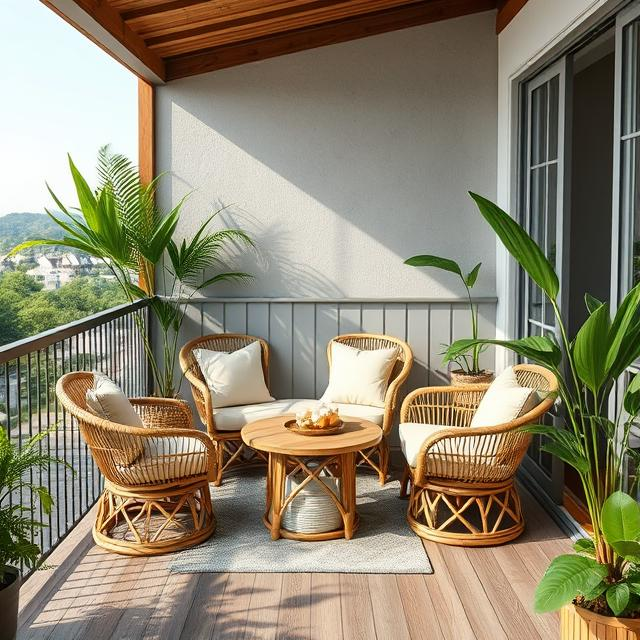 BAMBOO SOFA SET WITH COFFEE TABLE