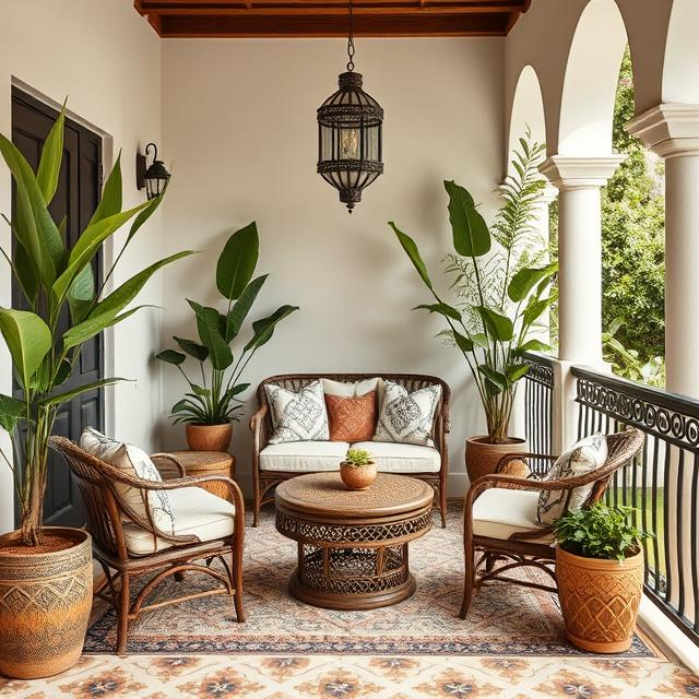 BANANA PLANTS IN CERAMIC POTS WITH COSY SOFA