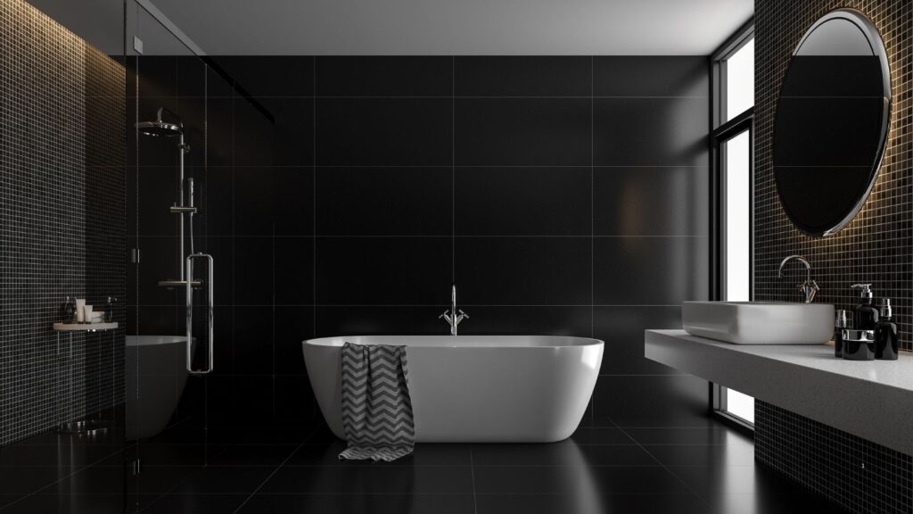 MODERN BLACK BATHROOM INTERIOR