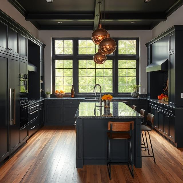 DARK GREY KITCHEN WITH OAK FLOORS