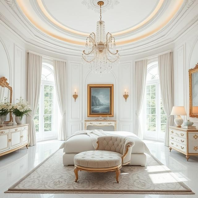 FRENCH STYLE WHITE GOLD BEDROOM