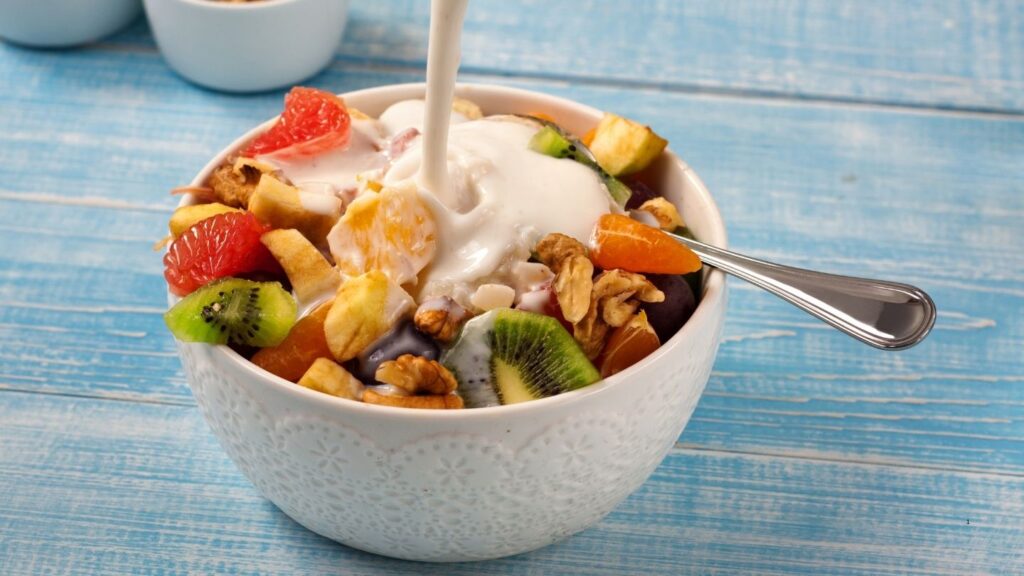 Fruit Salad with Nuts and Coconut Yogurt