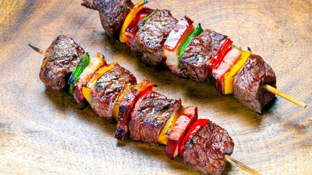 Grilled Beef Skewers with vegetables