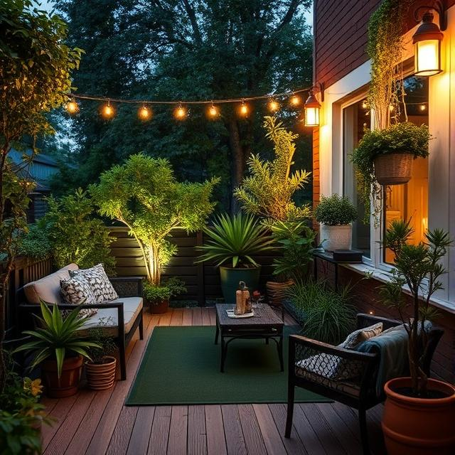 LUSH TROPPICAL FEEL WITH HANGING SOLAR LIGHTING