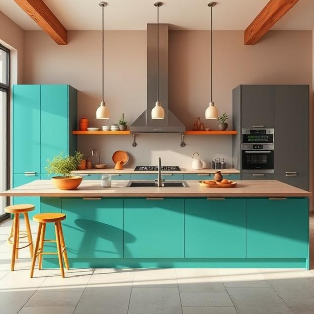 TEAL CABINETS CENTRE ISLAND